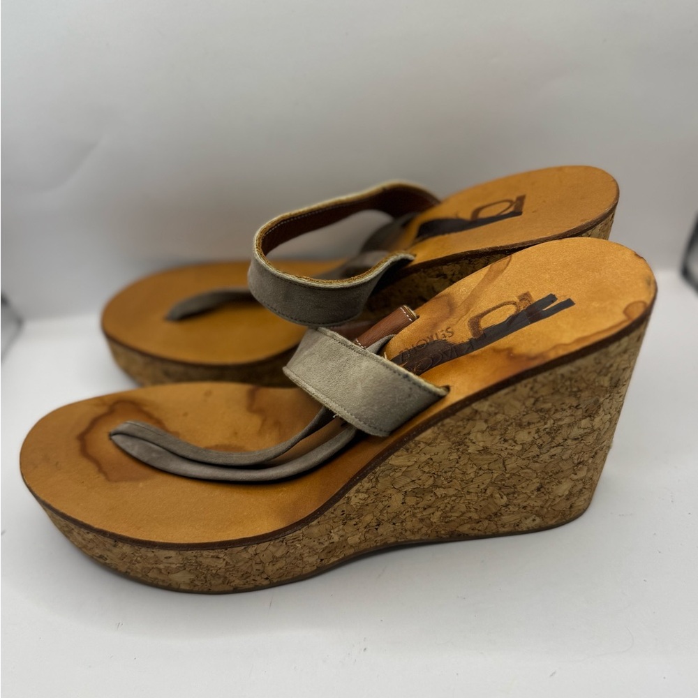 K. Jacques St.‎ Tropez  Platform Wedge Sandal in Taupe Suede Cork Women’s 41 9.5 - Picture 3 of 6